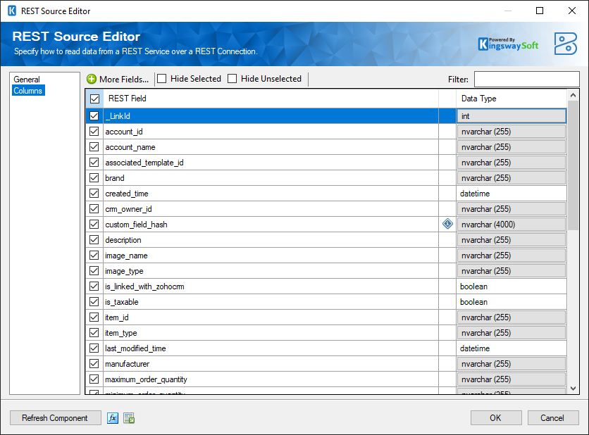 Zoho Books Source - Columns